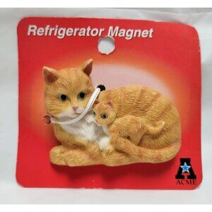 Vintage Acme Cat & Kitten Resin Refrigerator Magnet #92001C NOS